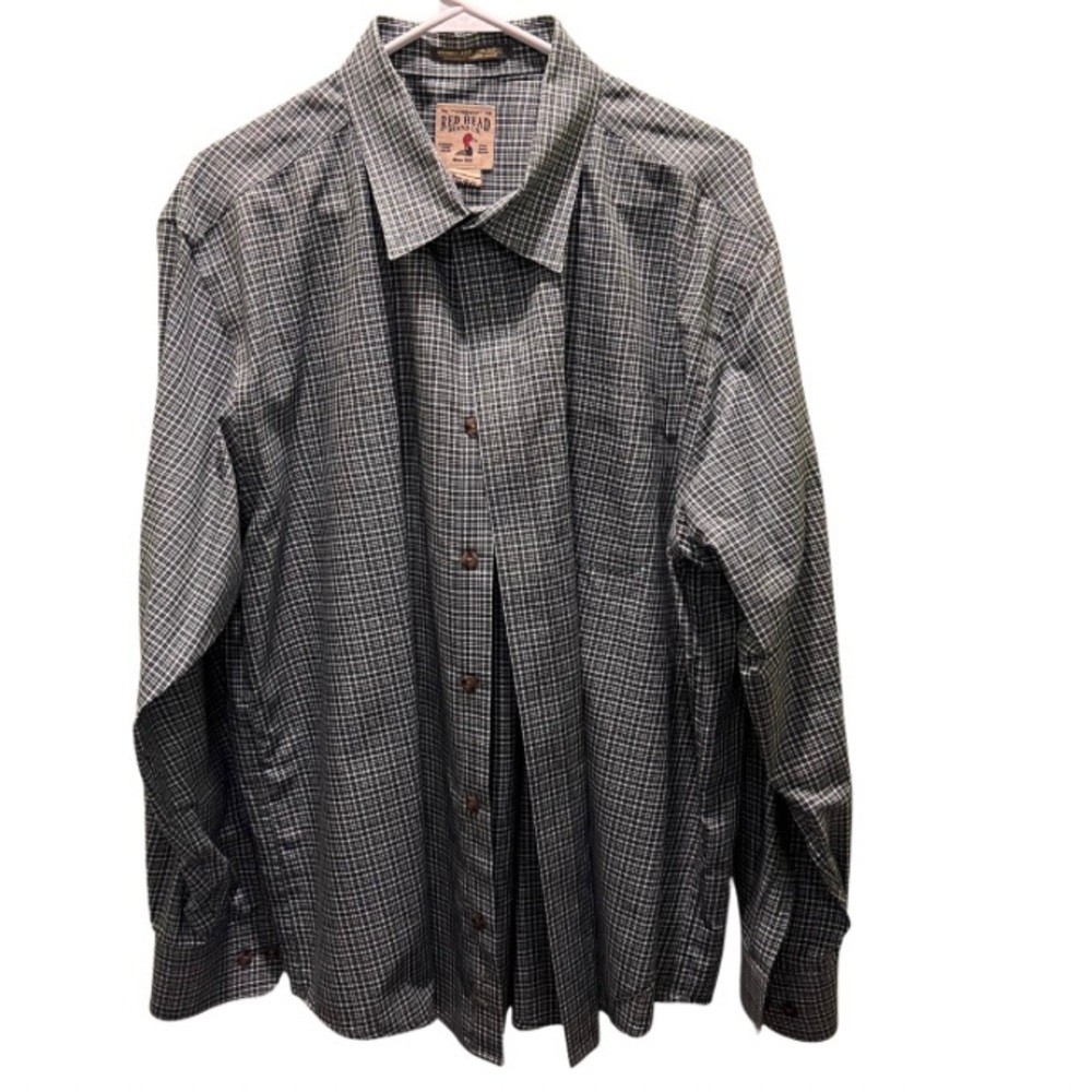 Red Head Brand Co green Black dress Shirt Mens Long Sleeve Button Up- XL